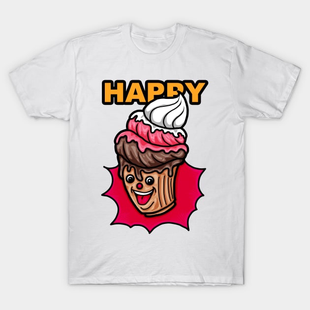 Happy Cupcake T-Shirt by triandk.artwork